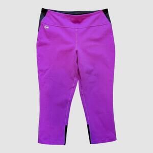 LRL Ralph Lauren Women's Purple Black Active Capri Bottoms Petite Medium